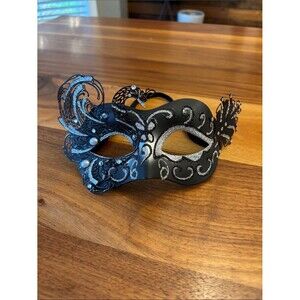 Black and Silver Masquerade Venetian Mask for Party, Prom, Mardi Gras